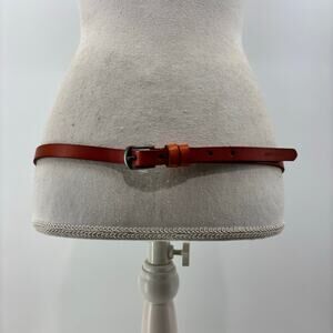 Women's Size 38 Skinny Belt Fashion Dress Leather Burnt Orange Brown